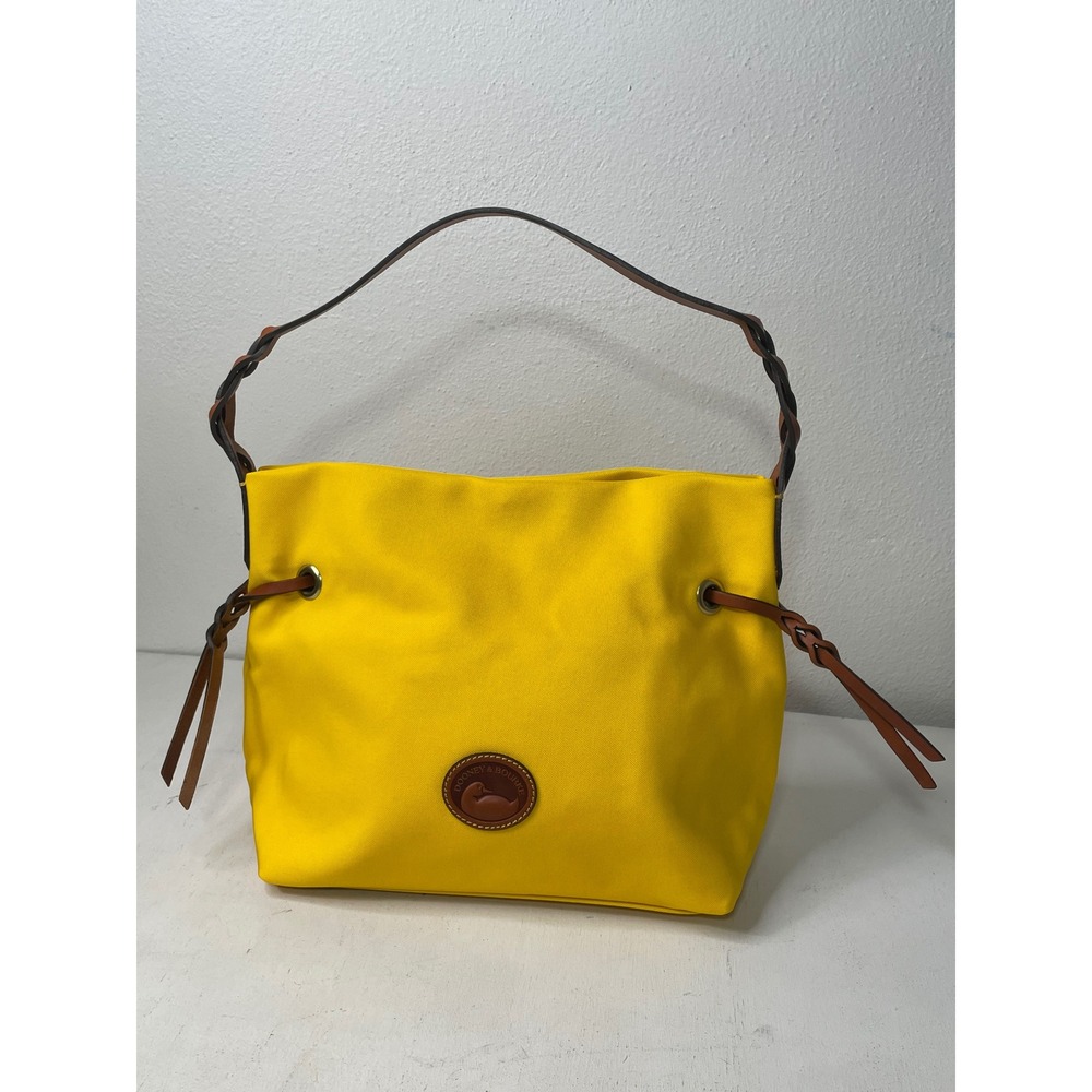 NWOT Dooney & Bourke Yellow Hobo Shoulder Bag Nylon Purse Leather Trim